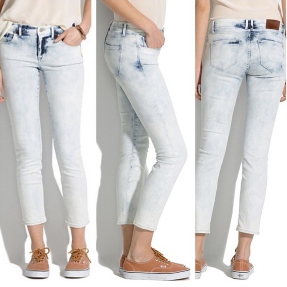 Madewell Light Storm Acid Wash Crop Skinny Jeans